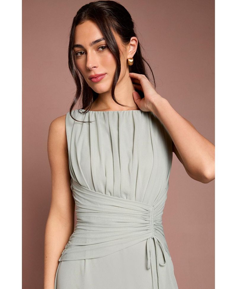 Women's Mesh Waist Maxi Dress