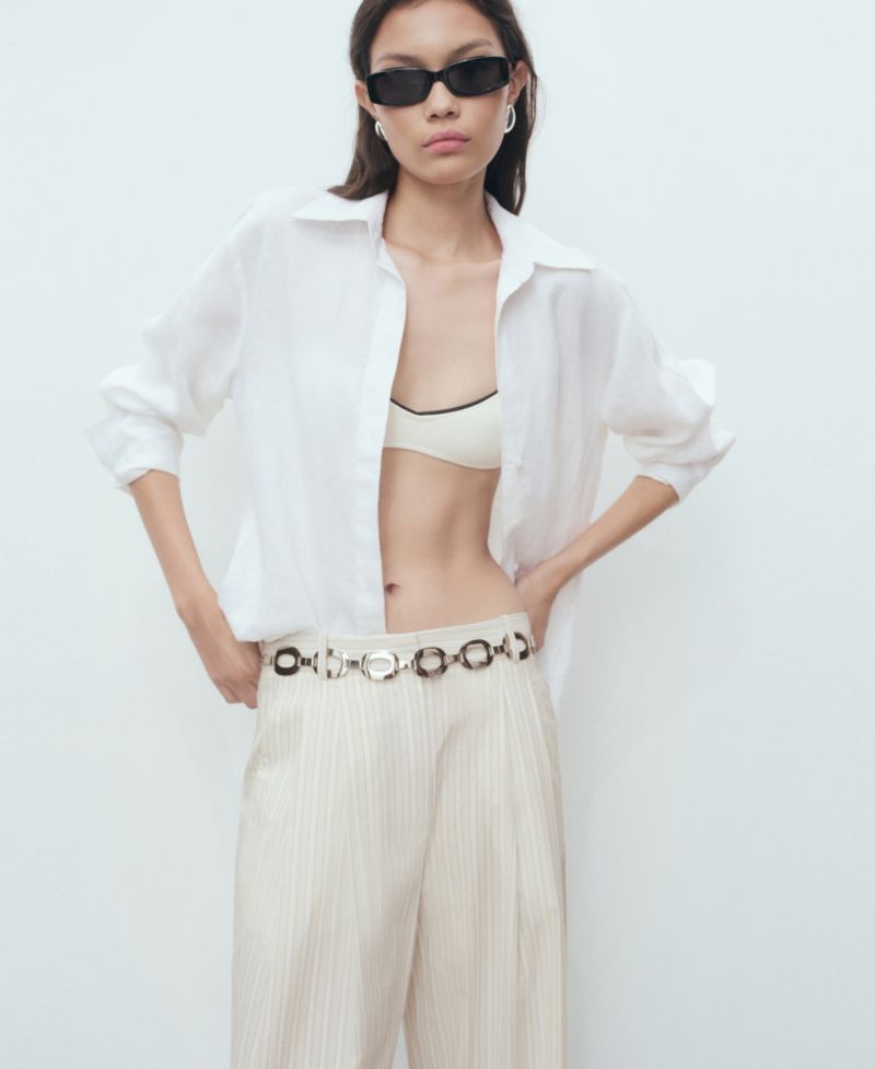 Women's Striped Wide Leg Cotton Pants