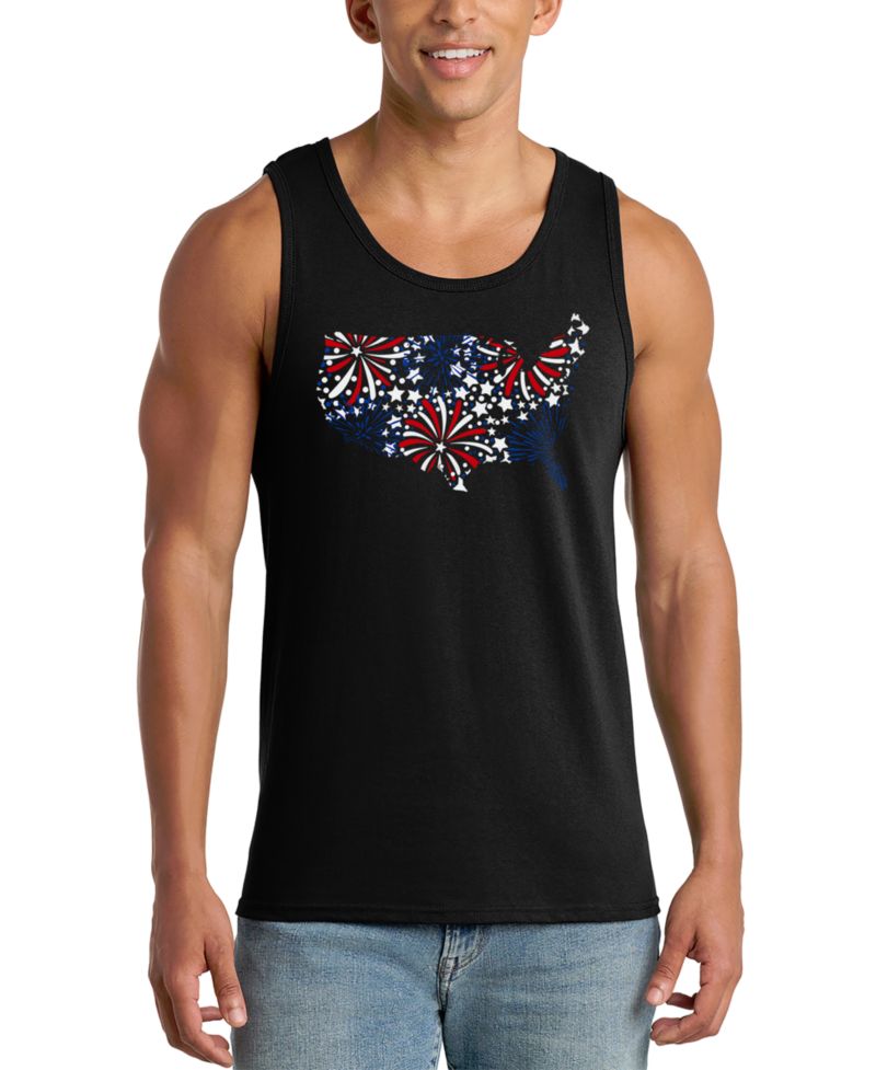 Men's USA Fireworks Map Graphic Tank Top
