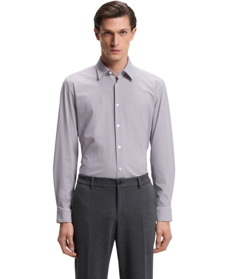 Men's Printed Performance-Stretch Jersey Slim-Fit Dress Shirt