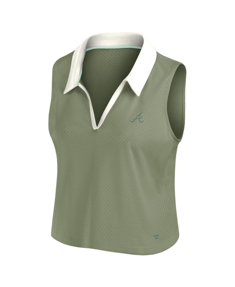 Women's Olive Atlanta Braves Studio Wellness V-Neck Tank Top
