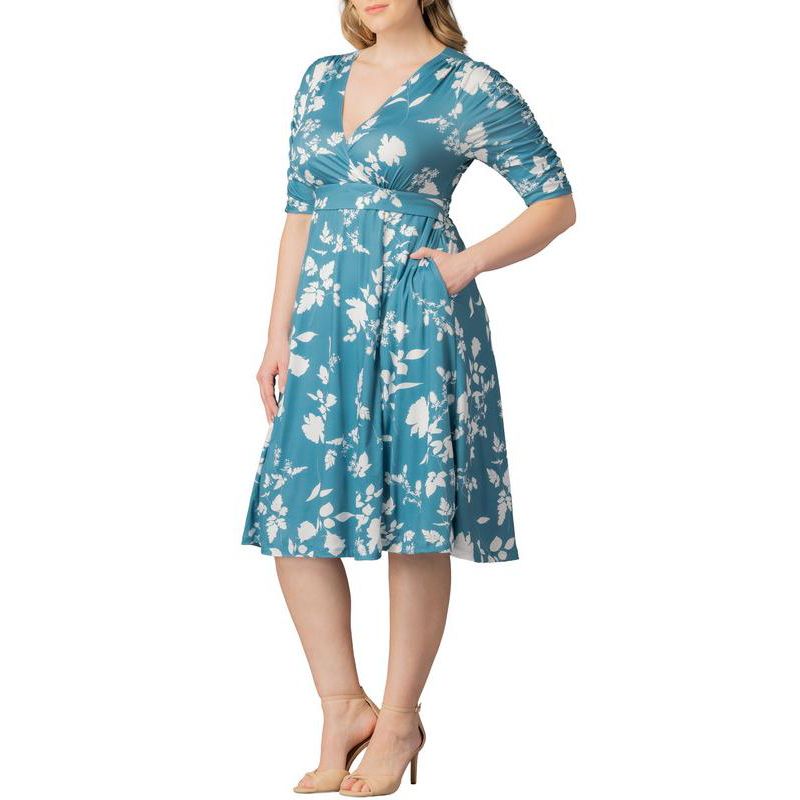 Plus Size Gabriella Ruched Sleeve Midi Dress with Pockets