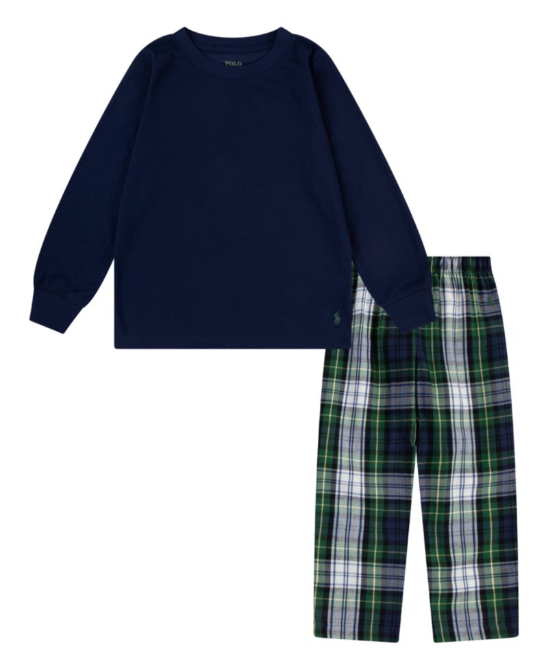 Boys 4-7 2-Piece Long-Sleeve T-Shirt and Woven Pant Pajama Set