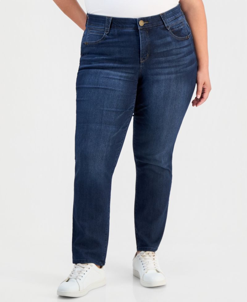 Plus Size Mid-Rise Straight-Leg AbSolution Jeans