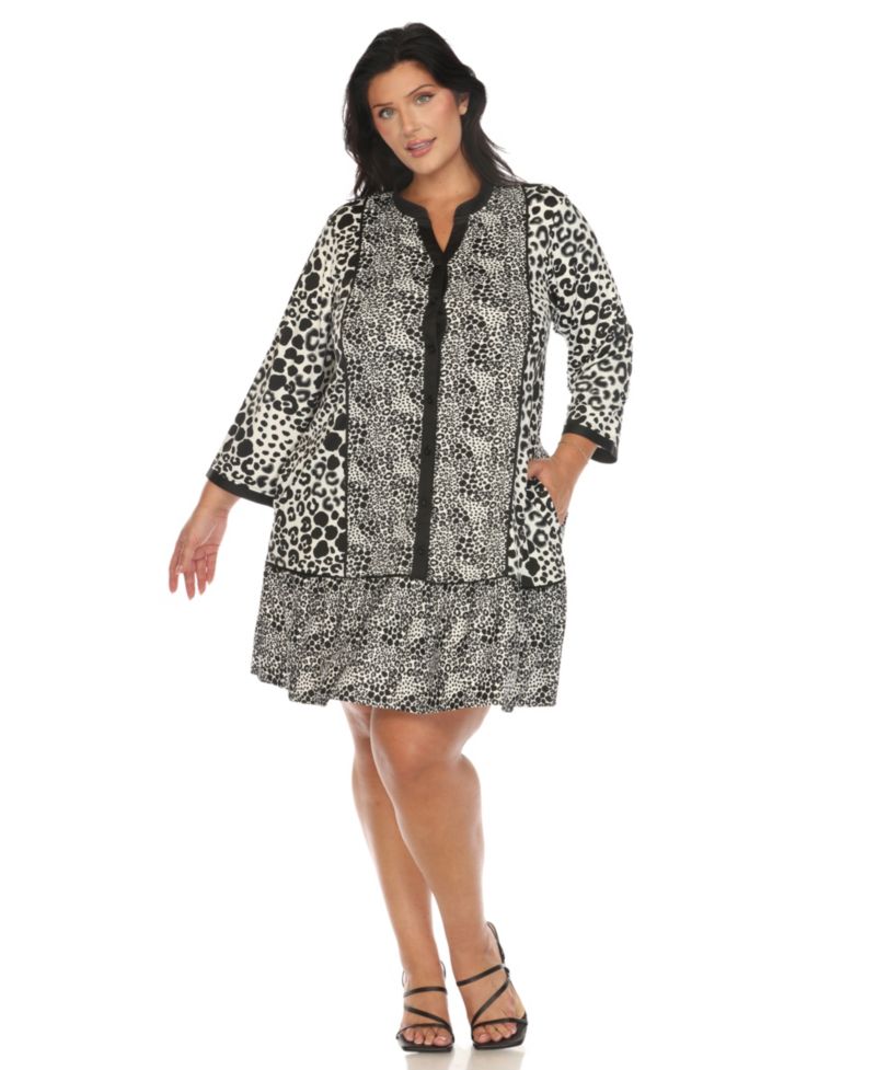 Plus Size Leopard Print Shift Dress