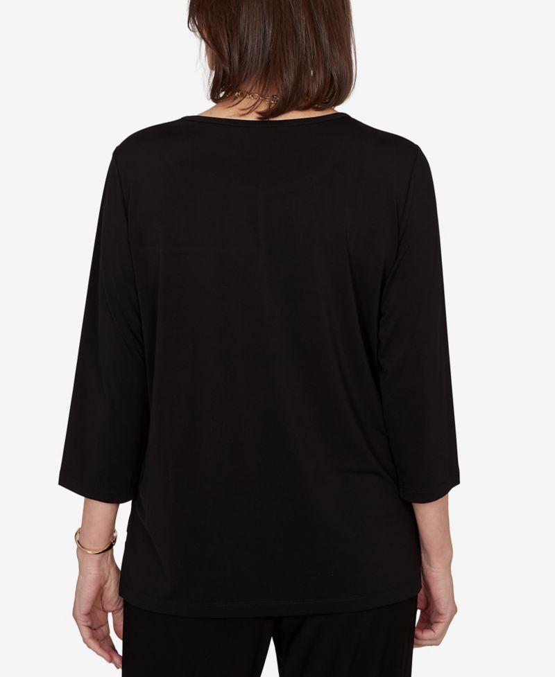 Women's Spliced Geometric Puff Print Top