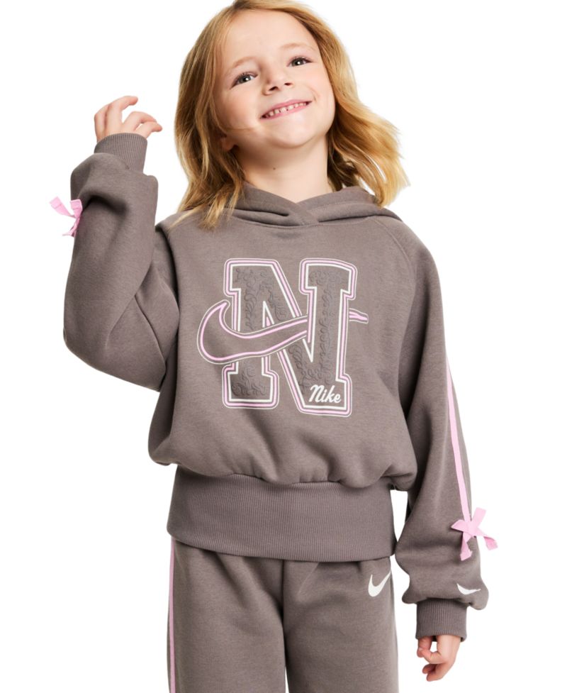 Girls' 4-6X Bow-Detail Long-Sleeve Graphic Hoodie