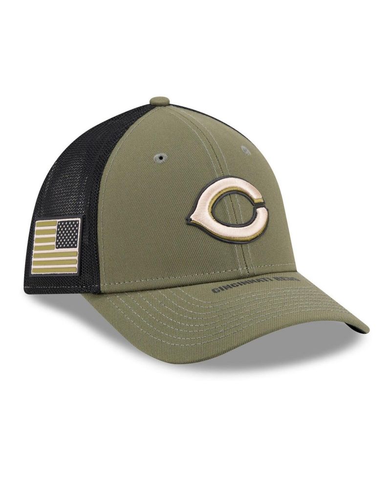 Men's Olive Cincinnati Reds 2026 Armed Forces Day 39THIRTY M-Crown Flex Hat