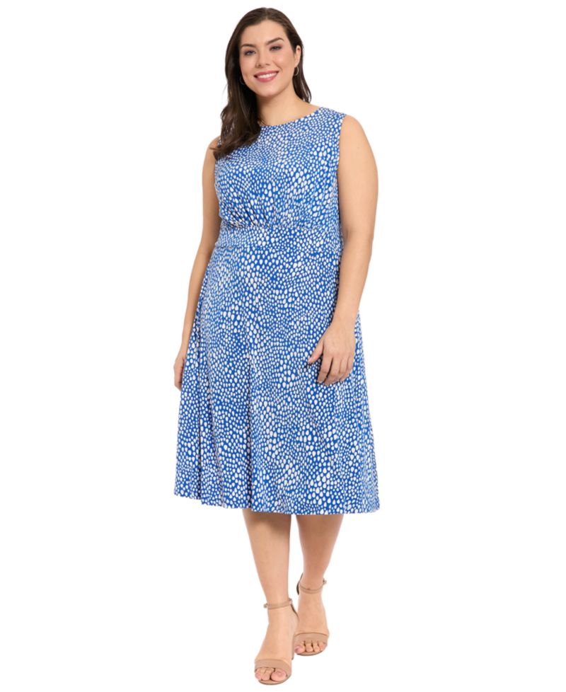 Plus Size Sleeveless Jewel Neck Midi Dress