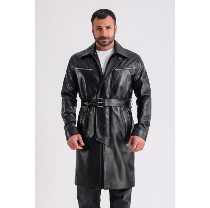 Men's Camden Leather Trench Coat