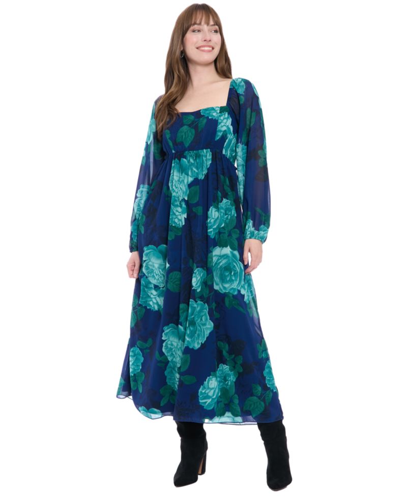 Women's Printed Smocked Back Pull-On Maxi Dress