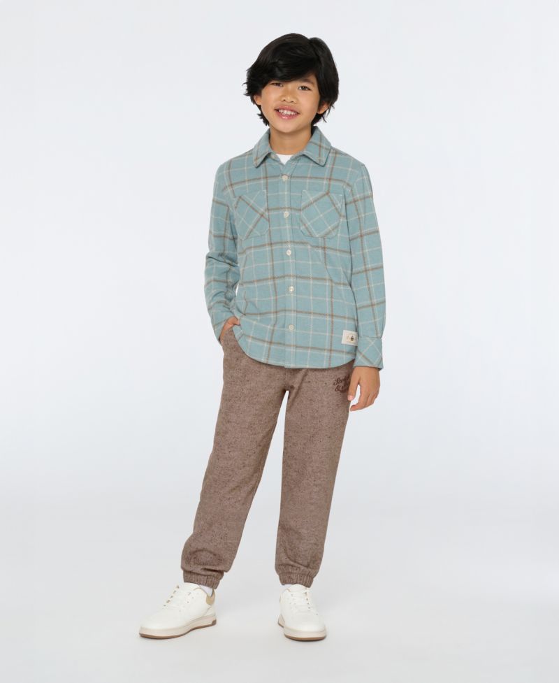 Big Boys Yarn Dye Knit Twill Button Up Shirt