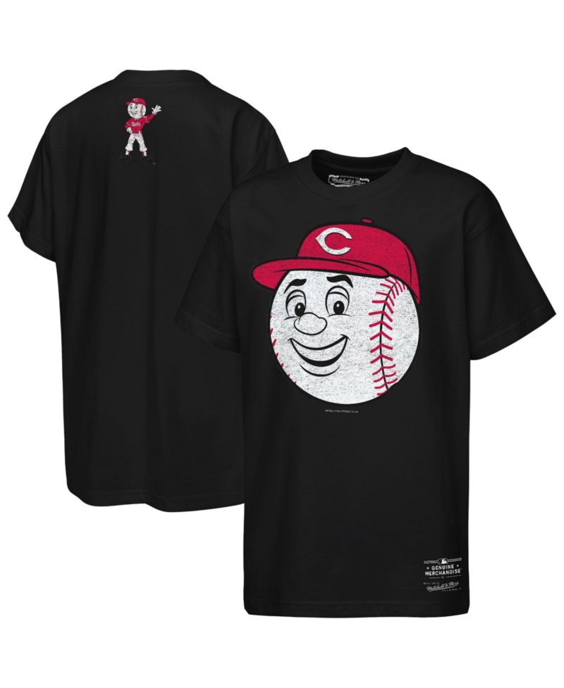 Big Boys and Girls Black Cincinnati Reds Big Face Mascot T-Shirt