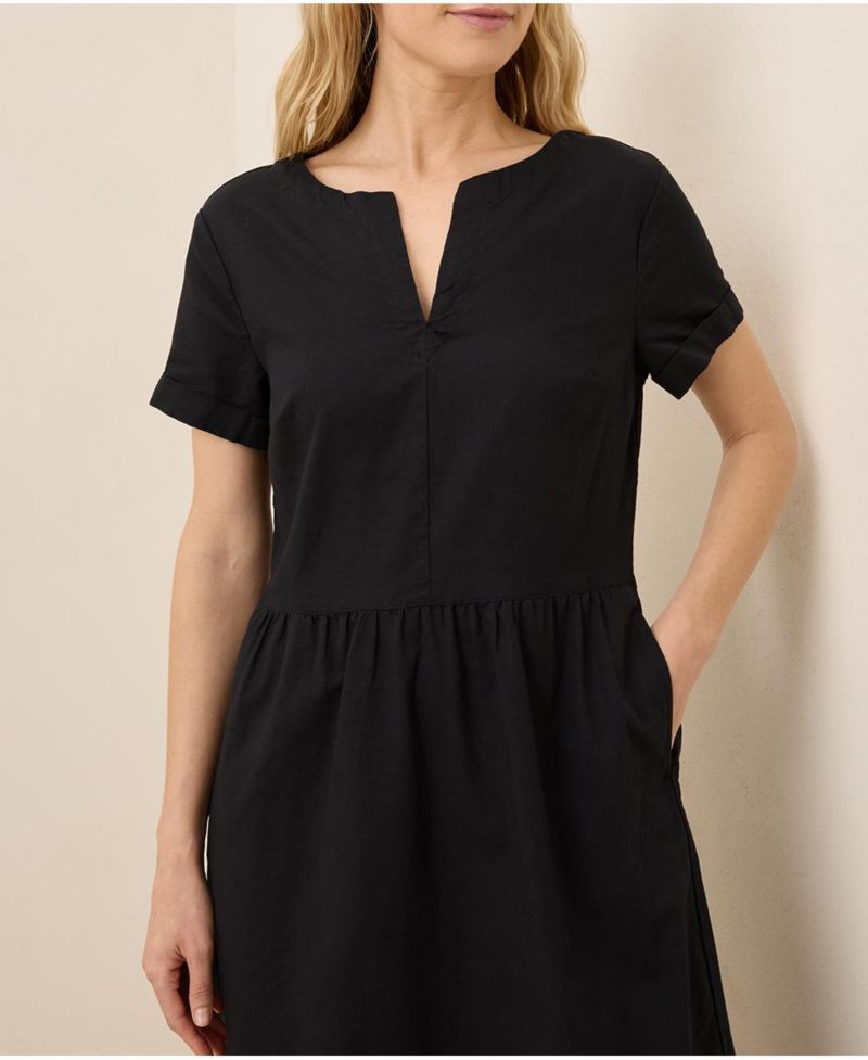 Women's Organic Cotton Canopy Linen Blend Notch Neck Dress