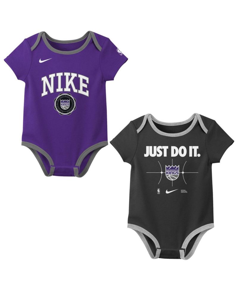 Baby Boys and Girls 2-Pack Purple/Black Sacramento Kings Just Do It Bodysuit Set