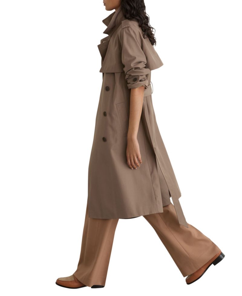Women's Azura Double-Breasted Hooded Gabardine Trench Coat