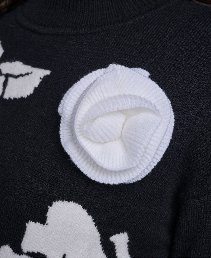 Women's Mock-Neck Long-Sleeve Floral Sweater