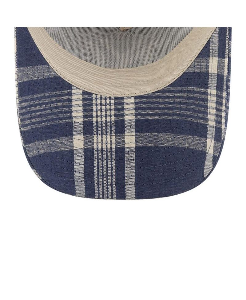 x Ralph Lauren Men's Navy/Light Beige New York Yankees Plaid 9FORTY A-Frame Trucker Adjustable Hat