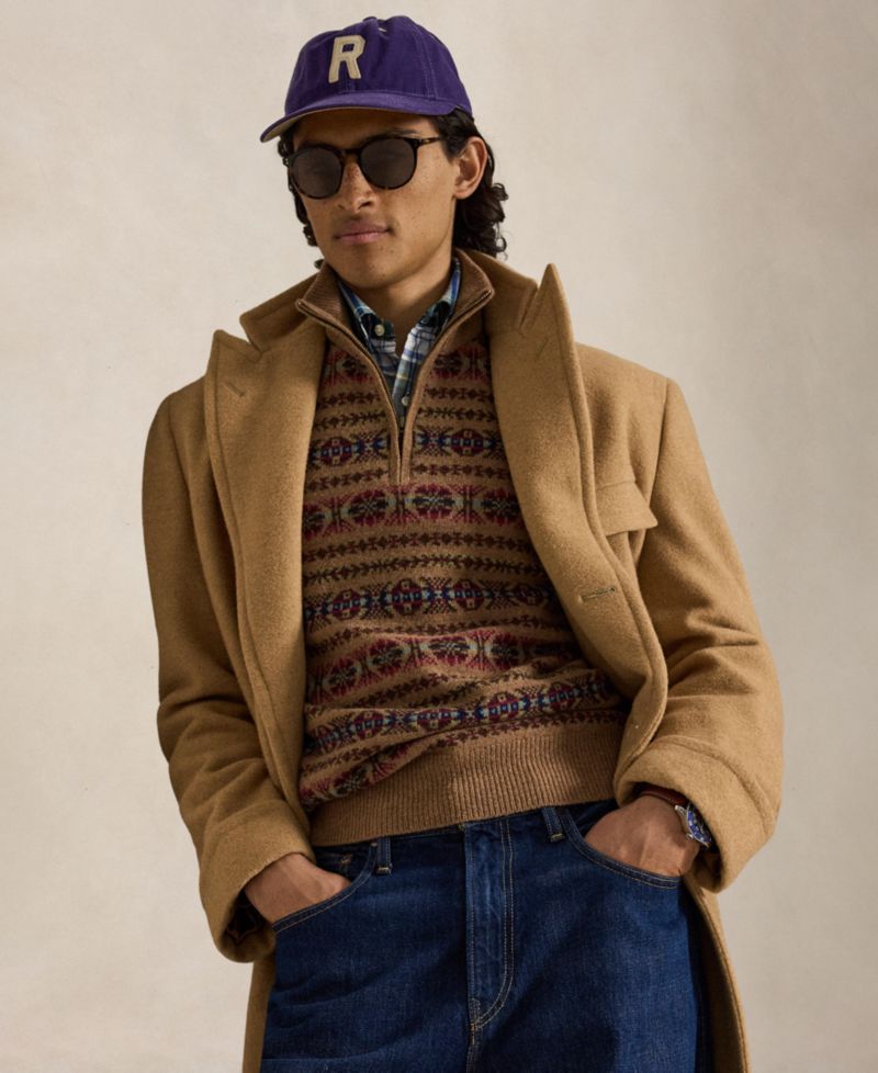 Men's Fair Isle Wool Mockneck Quarter-Zip Sweater