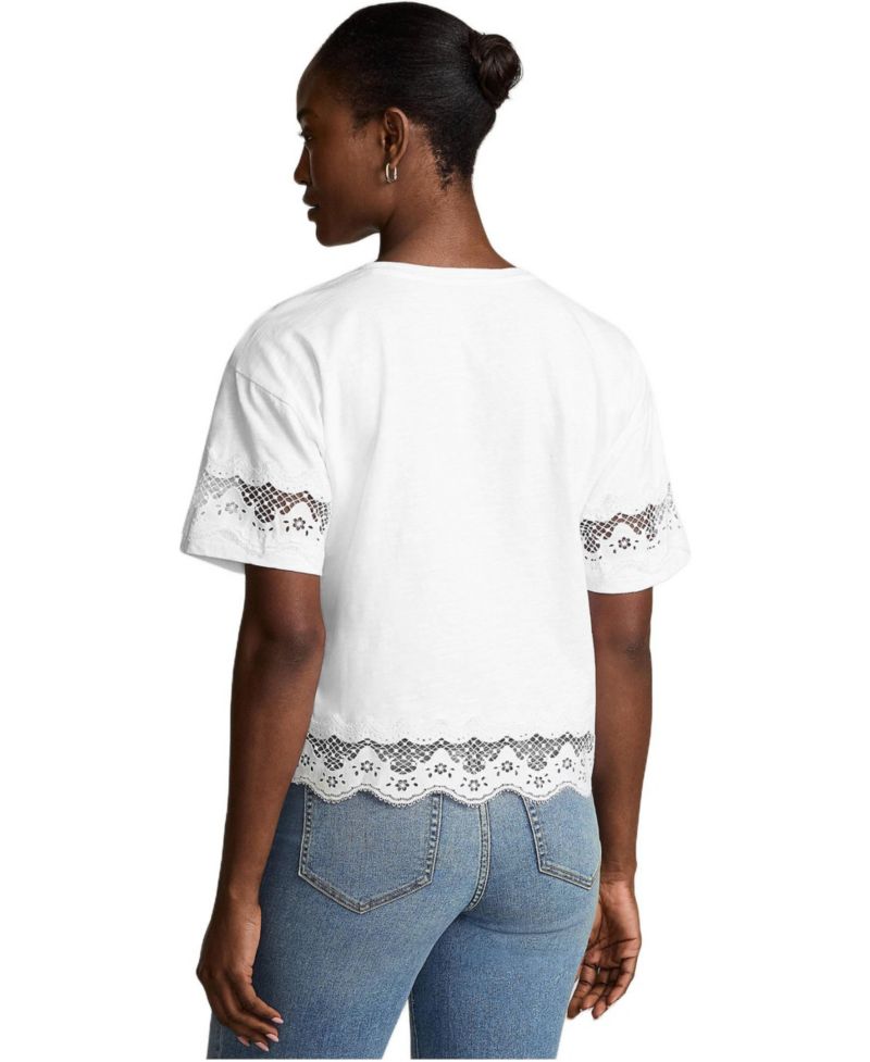 Women's Short Sleeve Slub Jersey Cutwork T-Shirt