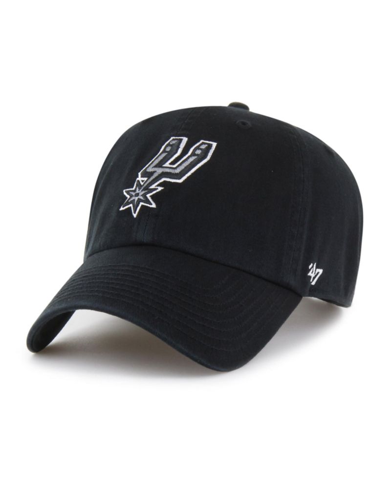 Men's '47 Black San Antonio Spurs Primary Logo Clean Up Adjustable Hat