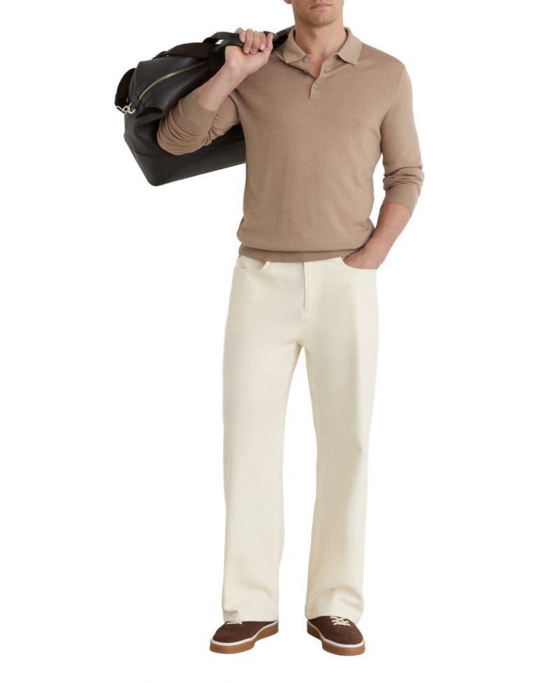 Men's Jay Slim-Fit Pigment-Dyed Merino Wool Long-Sleeve Polo Shirt