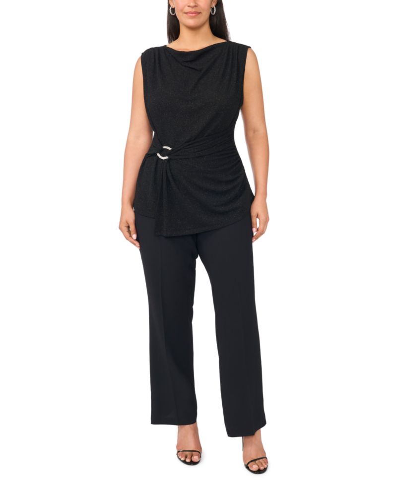 Plus Size Cowl Shirred Waist Top