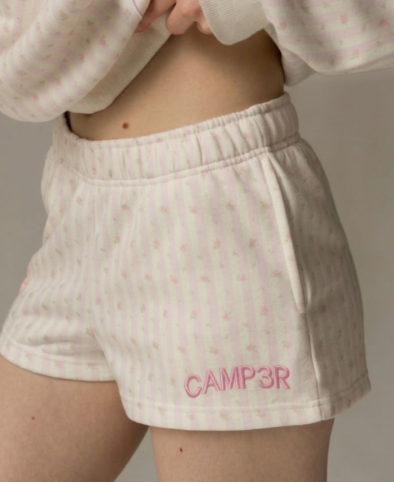 Juniors' Floral Printed Fleece Shorts