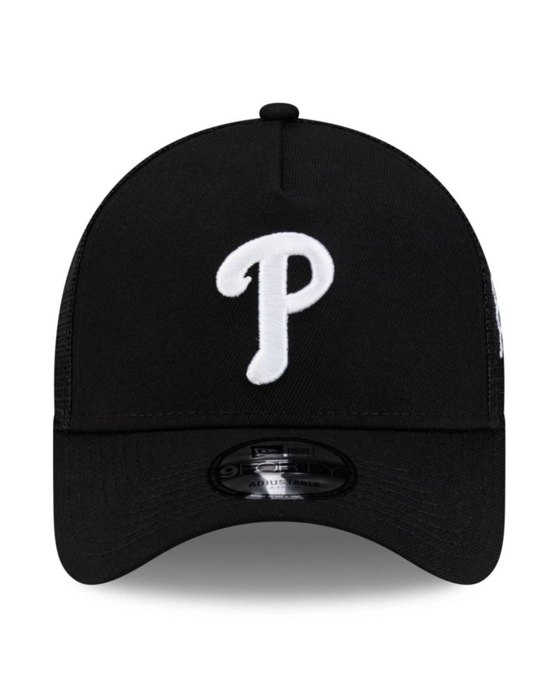 Men's Black Philadelphia Phillies Side Script 9FORTY A-Frame Trucker Adjustable Hat