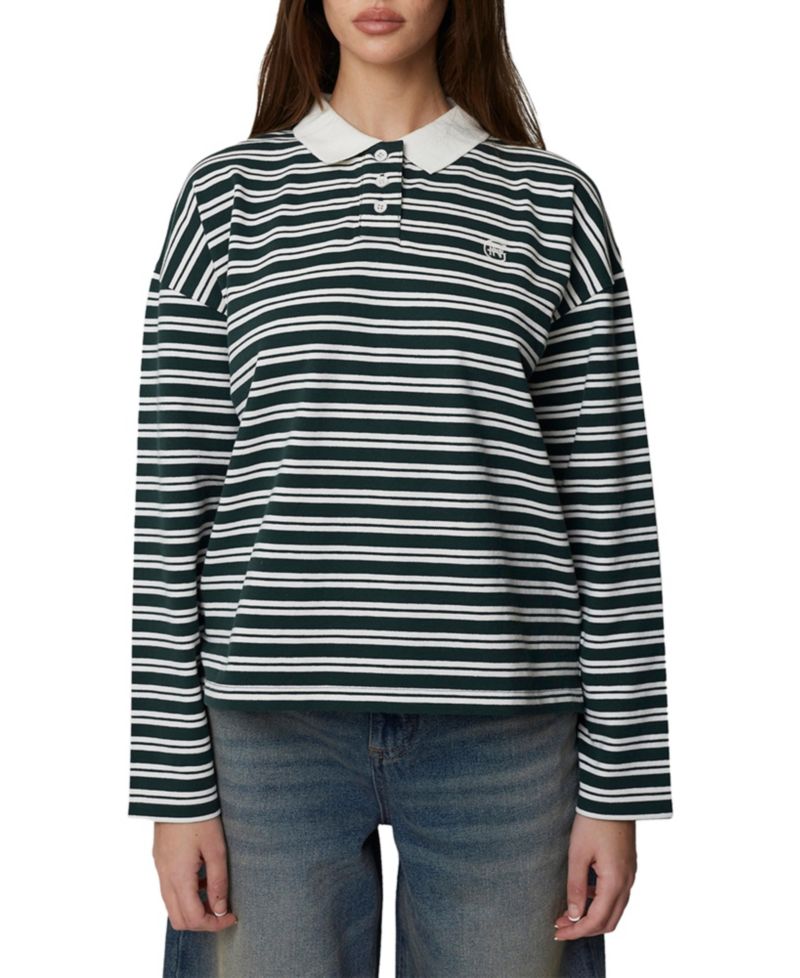 Women's Long Sleeve Striped Polo