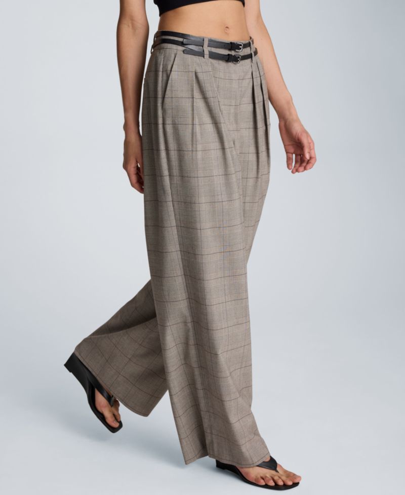 Women's Wide-Leg Double Belt Pants