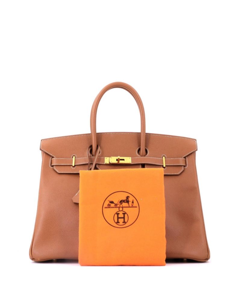 Pre-Owned Hermes Birkin 35 Handbag Brown Courchevel with Gold Hardware