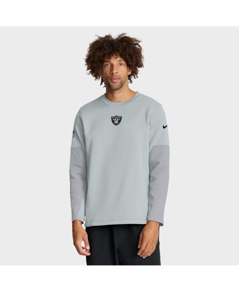 Men's Silver Las Vegas Raiders Sideline Scripted to Win Performance Long Sleeve T-Shirt