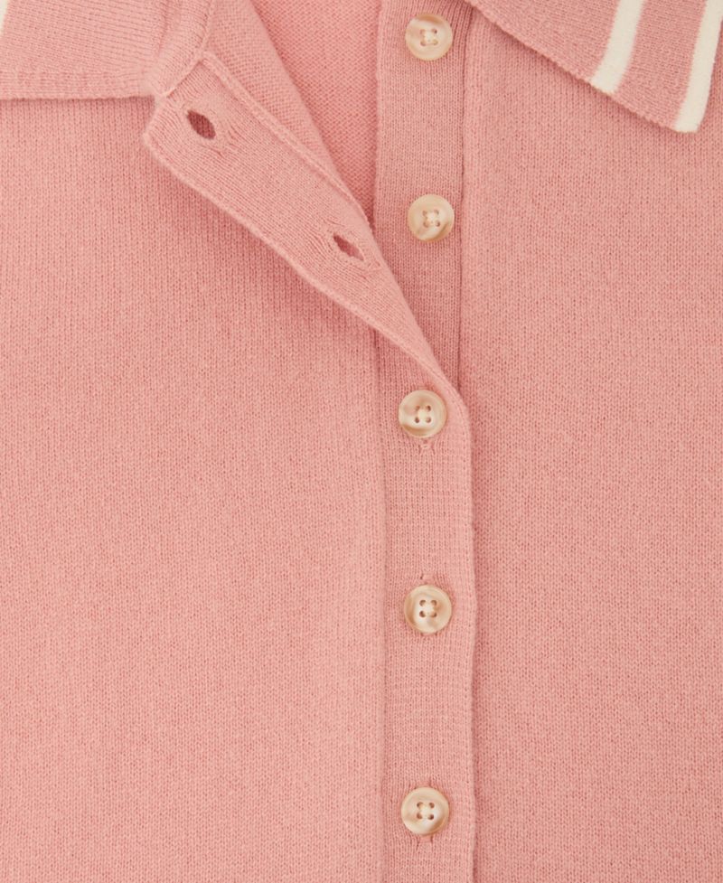 Women's Wool-Cashmere Sleeveless Polo Top