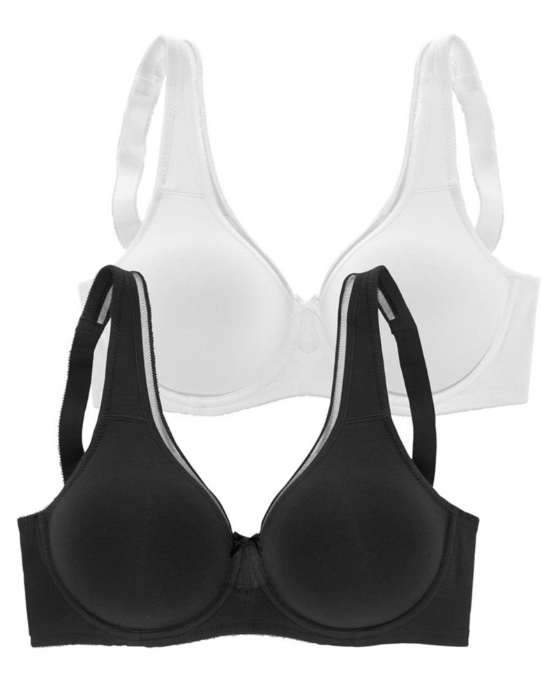 Women's Cotton 2-Pack Underwire Minimizer T-Shirt Bra