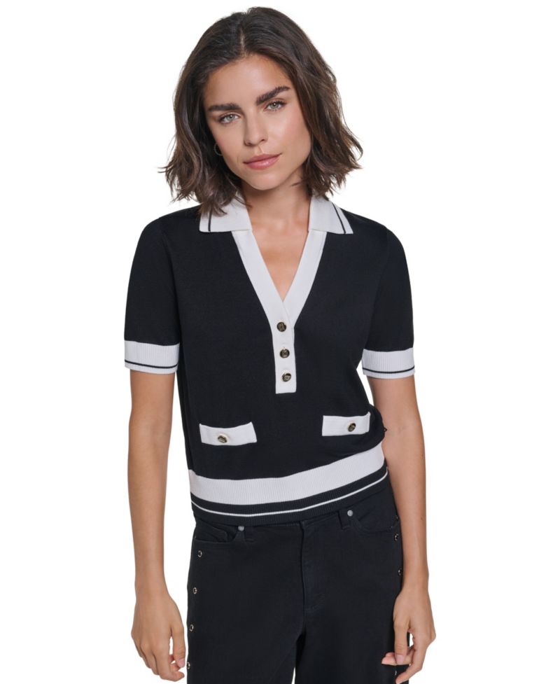 Women's Short-Sleeve Collared Sweater