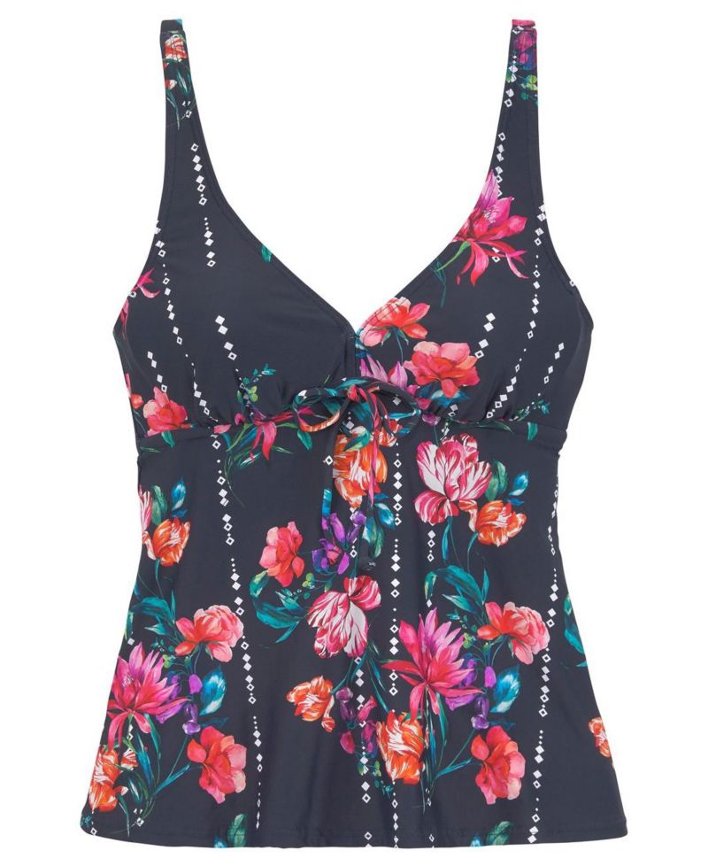 Women's Floral Print Everyday Comfort Ruched Underwire Tankini Top
