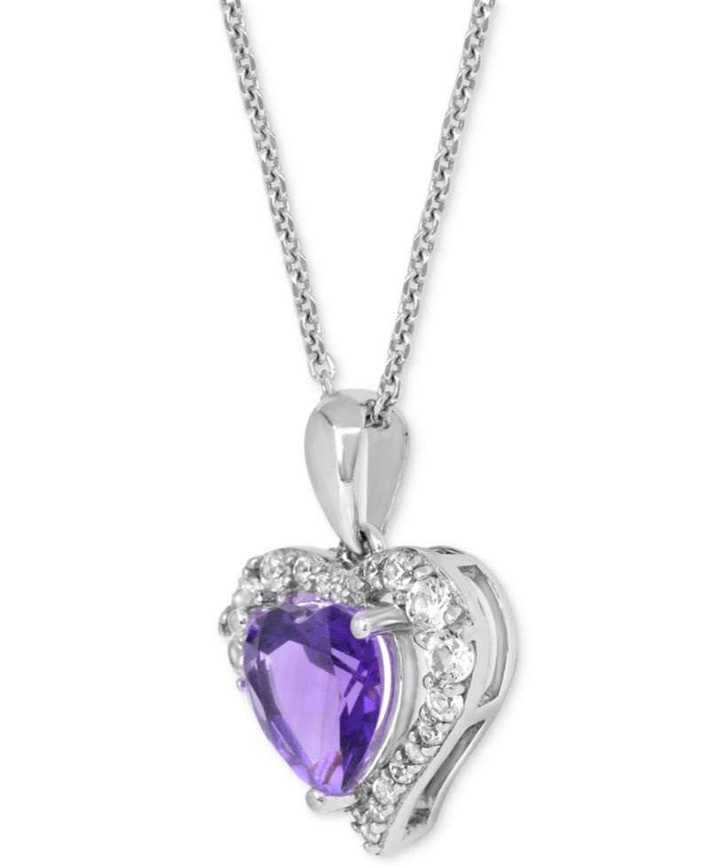 Lab Grown Ruby 1-7/8 ct. t.w. Lab-created White Sapphire 5/8 ct. t.w. Heart Pendant in Sterling Silver