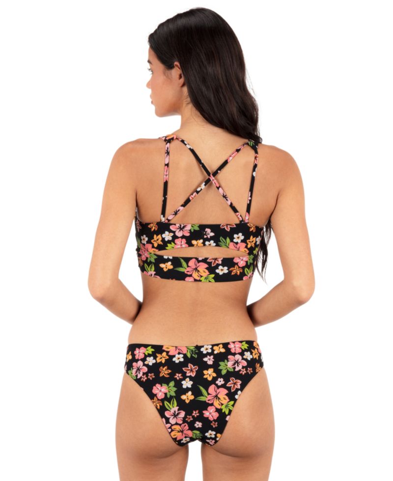 Women's Max Hibiscus Dream Longline Bikini Top and Mid-Cheeky Bottoms