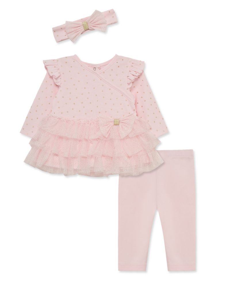 Baby Girls' Dot Shine Tutu Top, Leggings and Headband, 3-Piece Set