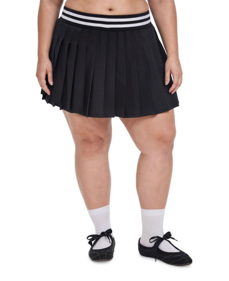 Plus Size TRU Stretch Woven Pleated Active Skirt With Bike Short
