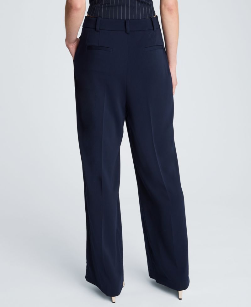 Women's High-Rise Wide-Leg Pleated Pants
