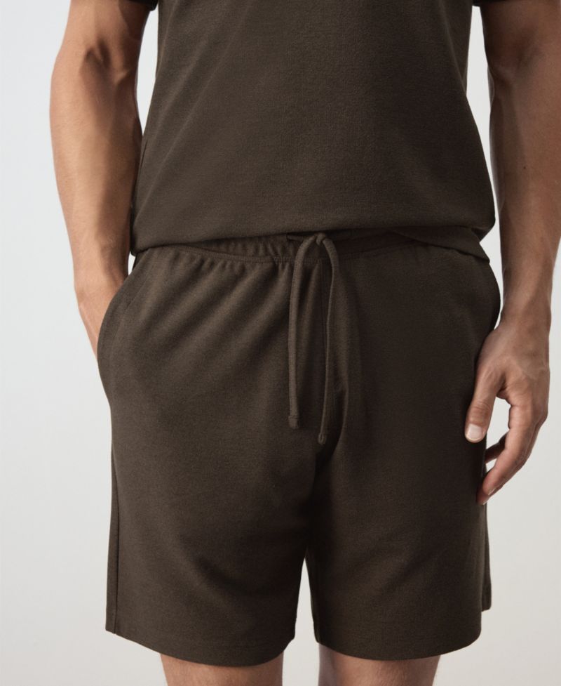 Men's Textured Straight-Fit Cotton-Blend Bermuda 8.27" Inseam Shorts