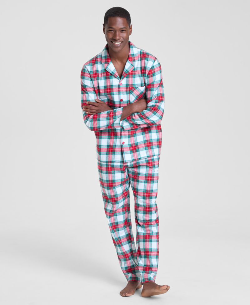 Men's Merry Plaid Notch Collar Matching Family Pajamas Set