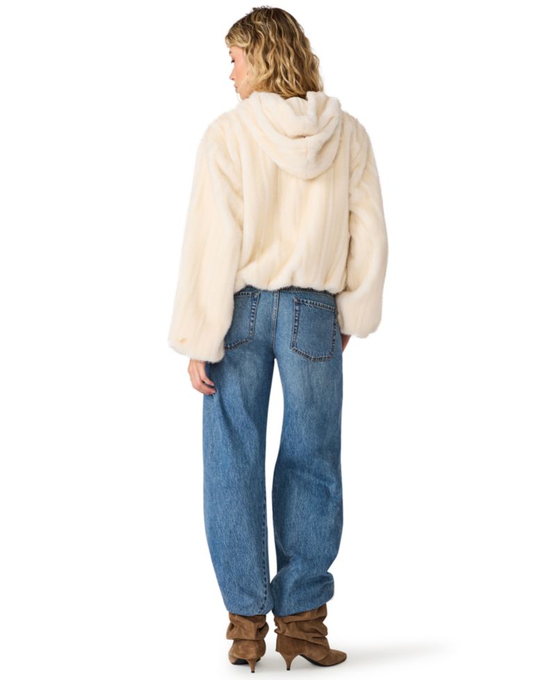 Women's Mavis J Jacket Hooded Faux-Fur Cropped Jacket