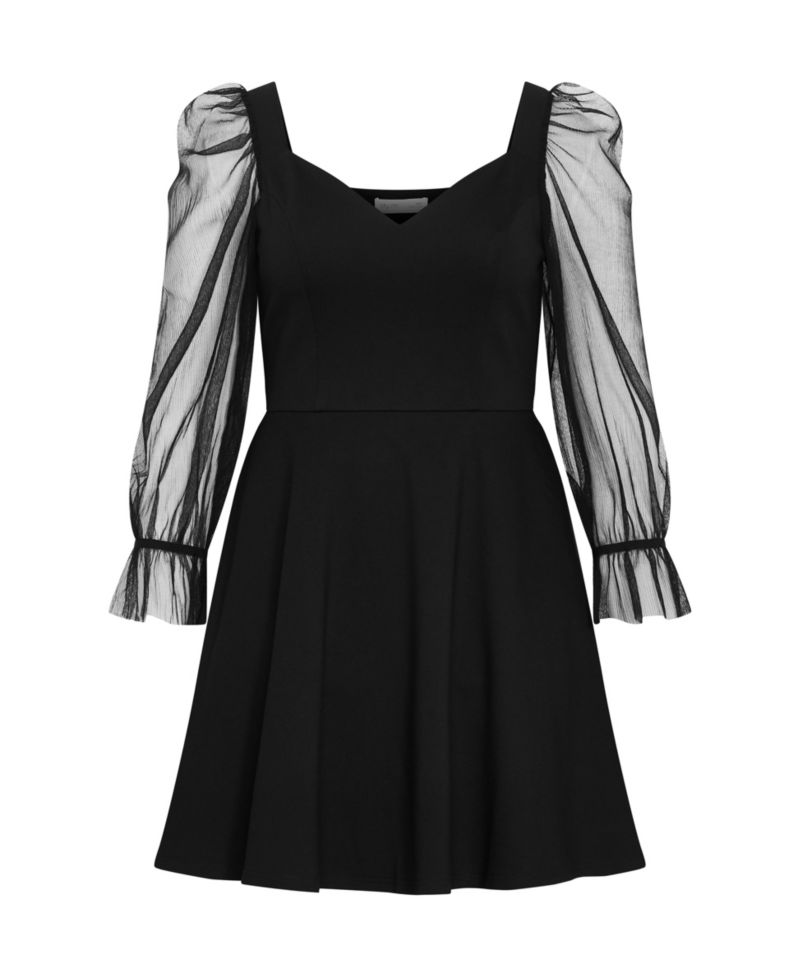 Plus Size Alannah Mesh Sleeve Mini Dress