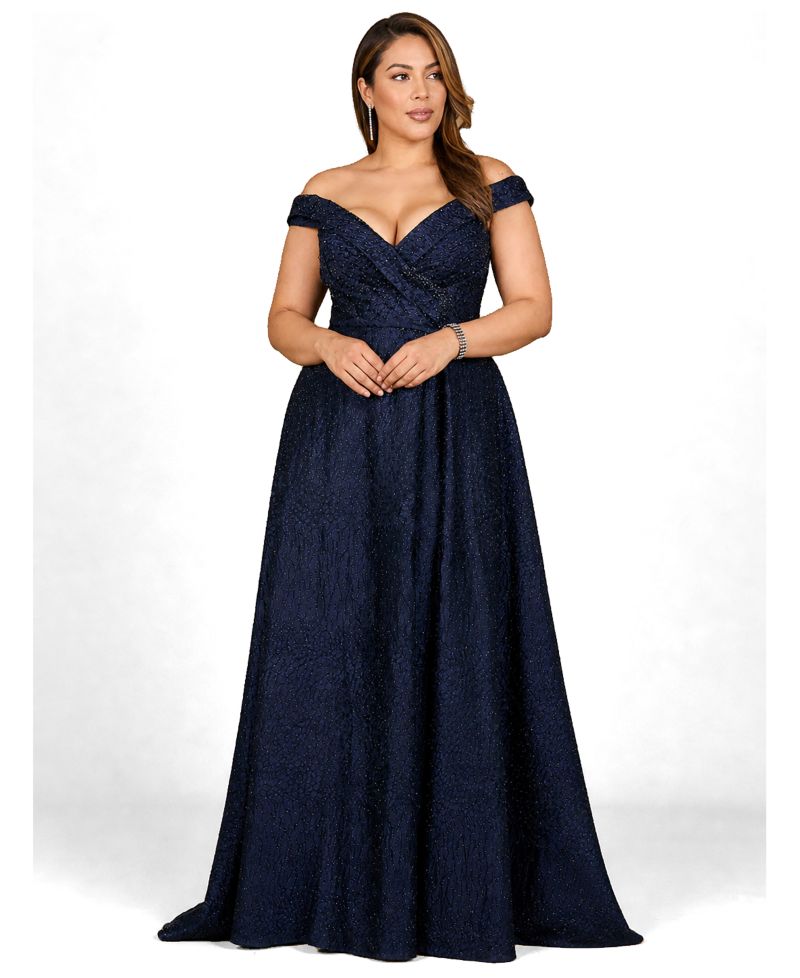 Women's Tonal Beaded Off Shoulder BalL Gown