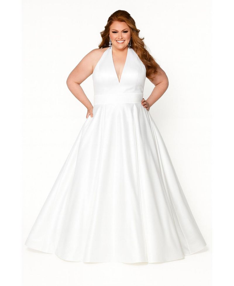 Women's Halter Satin Wedding Dress