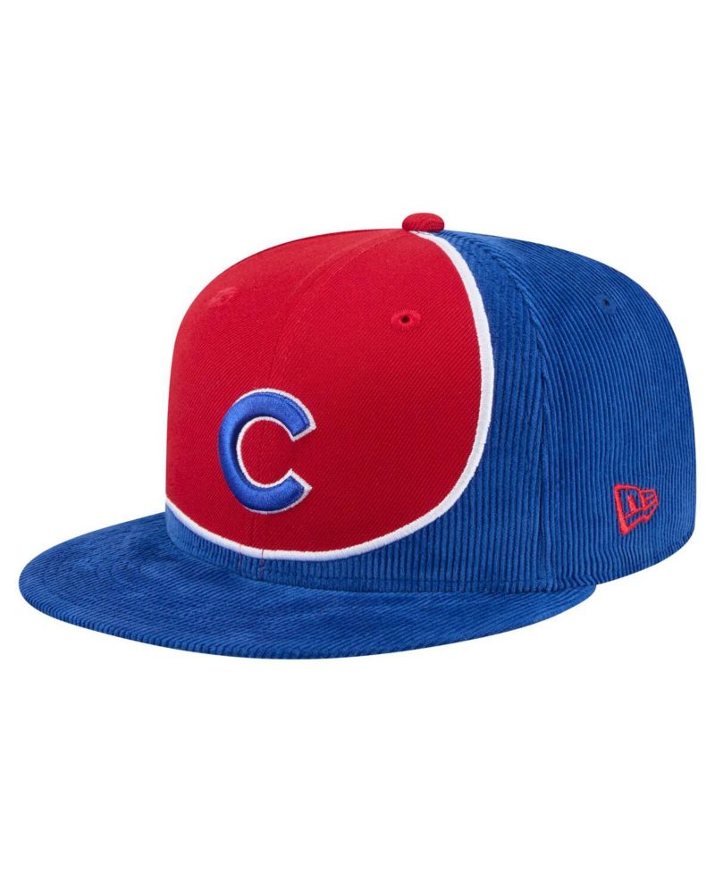 Men's Royal/Red Chicago Cubs Retro Split Corduroy Snapback Hat