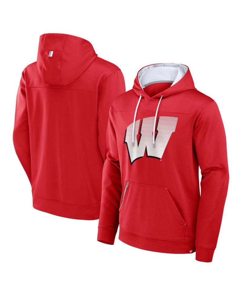 Men's Red Wisconsin Badgers Defender Dot Faded Primary Pullover Hoodie